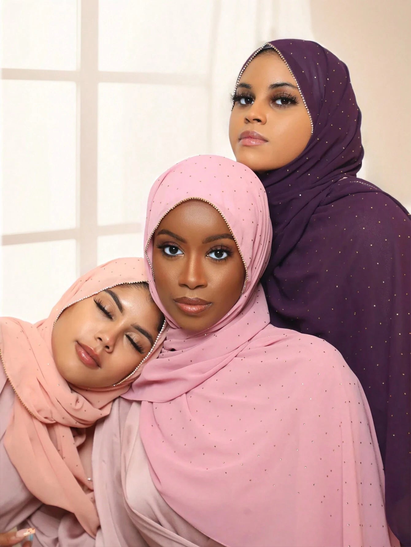 Ladies' Chain & Rhinestone Decor Headscarf