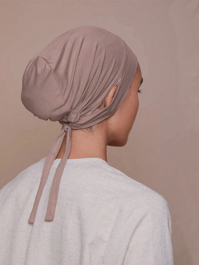 Solid Color Soft Comfortable Hijab Caps with Tie String Tail