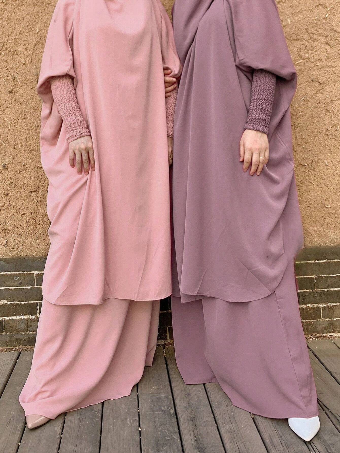 Women Hijab Loose Fit Abaya with Elastic Cuffs
