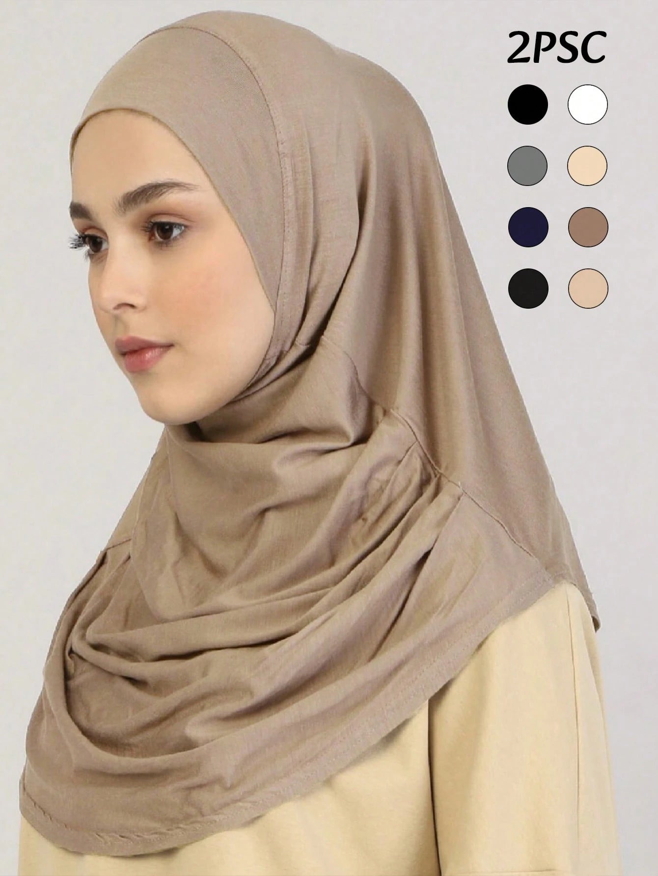 Women Solid Color Instant Hijab Set
