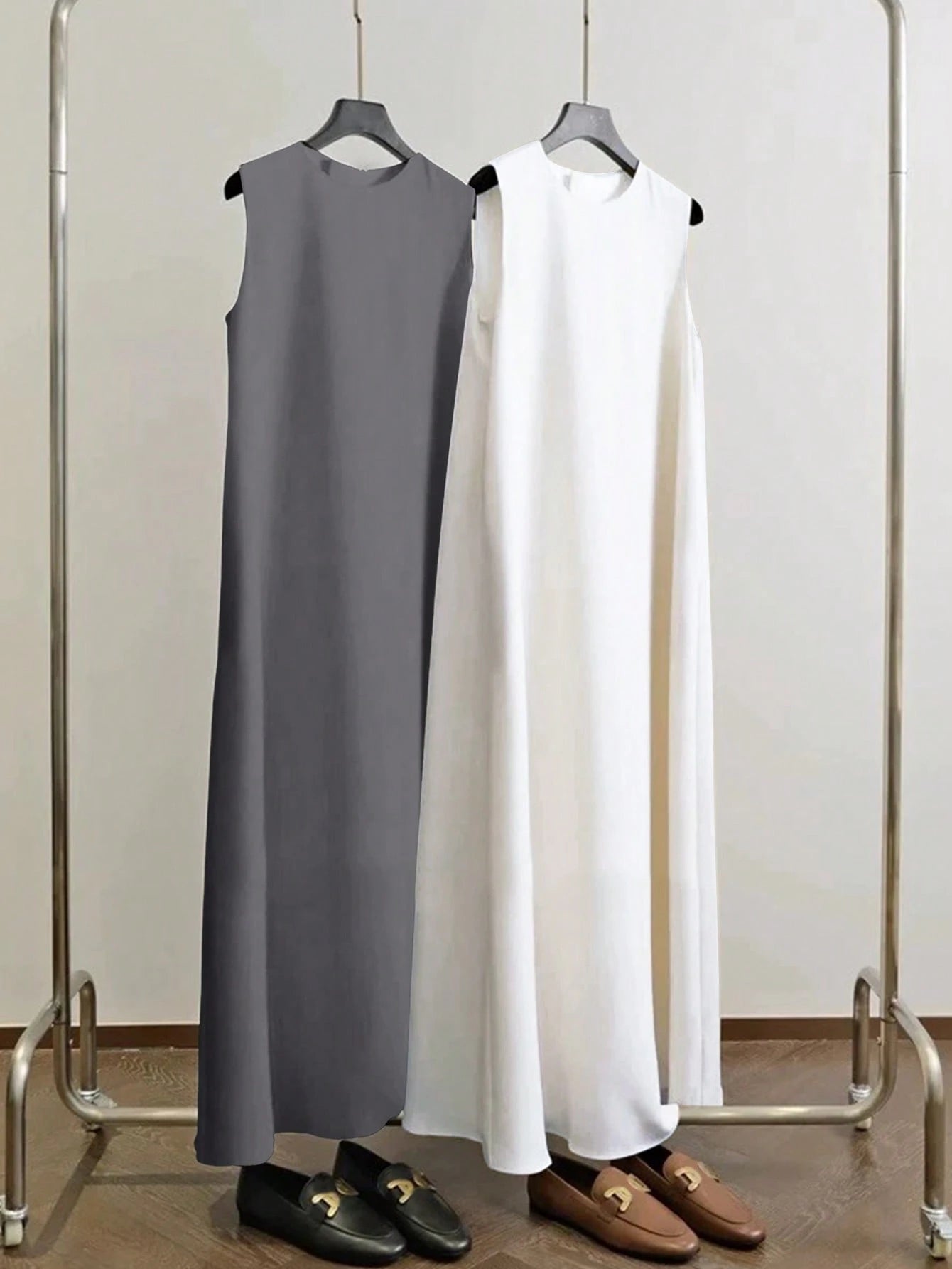 Women's Casual Sleeveless Plain Arabic Style Dress Sleeveless Dress
