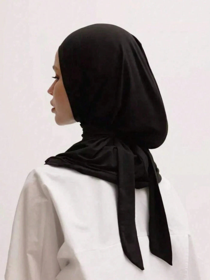 Women S Solid Color Balaclava Headband with Drawstring Elastic Turban