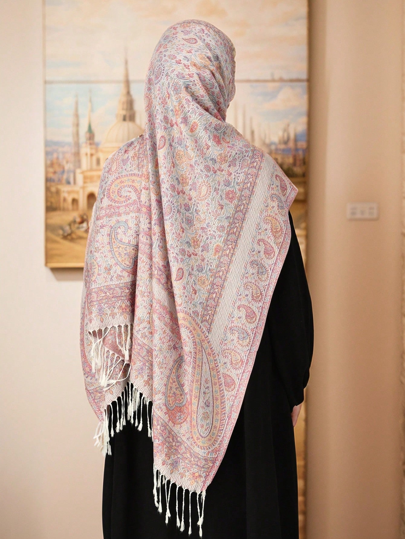 Vintage Paisley Print Long Headscarf