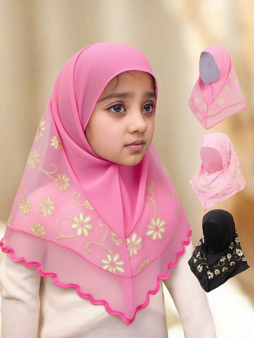 Girls' Easy Headscarf Shawl - Daisy Square Scarf