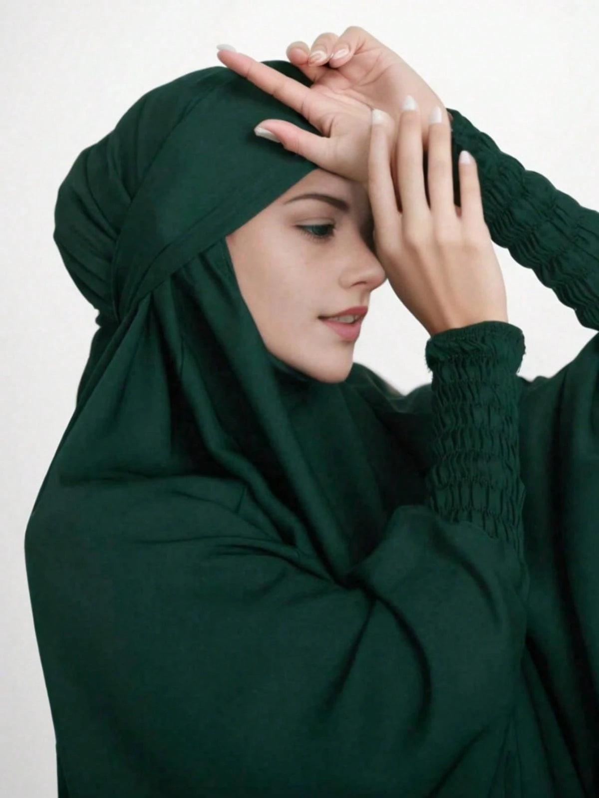 Elastic Sleeve Long Loose Comfortable Hijab Khimar Muslim Headscarf