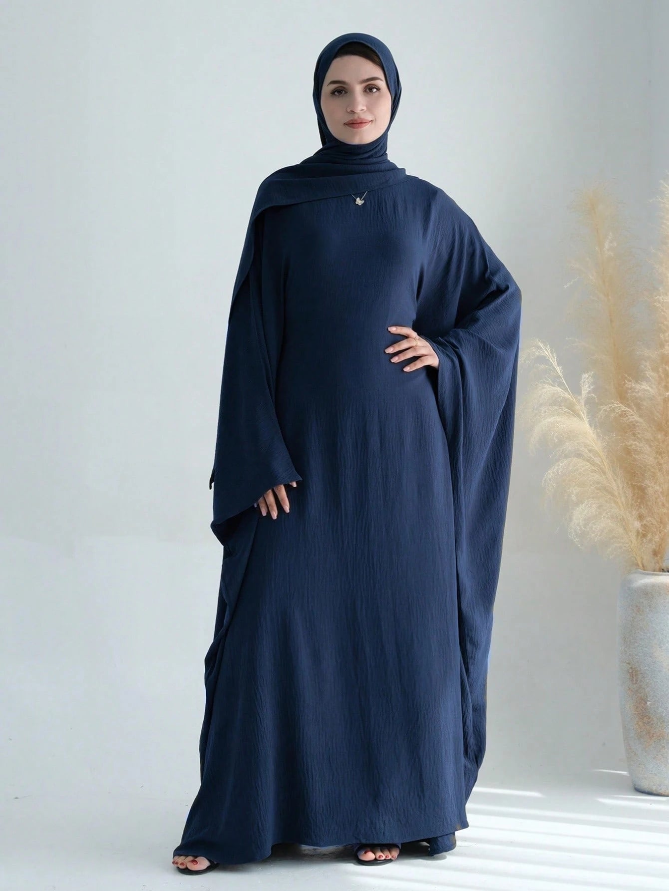 Solid Color Soft & Breathable Muslim Islamic Loose Abaya (without