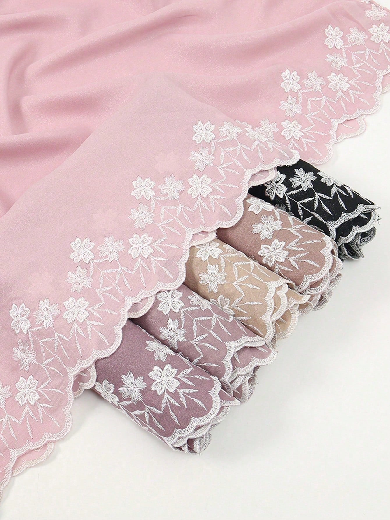 Women's Solid Color Embroidered Headscarf