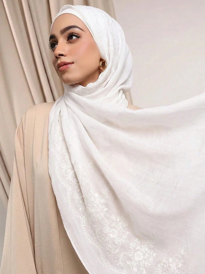 Women's Embroidered Flower Scarf