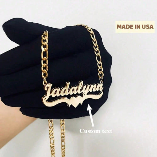 1 Customized Name Necklace - Stainless Steel Personalized Jewelry With Bold Letters And Heart Accents, Elegant Gifts For Women, Valentine's Day, Mother's Day, Anniversaries, Casual Clothing, Daily Accessories | Custom Nameplate | Custom Craftsmanship, Personalized Necklace