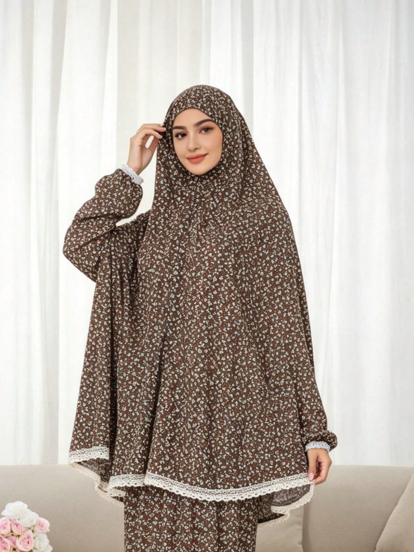 Khimar + Abaya Floral Muslim Prayer Outfit