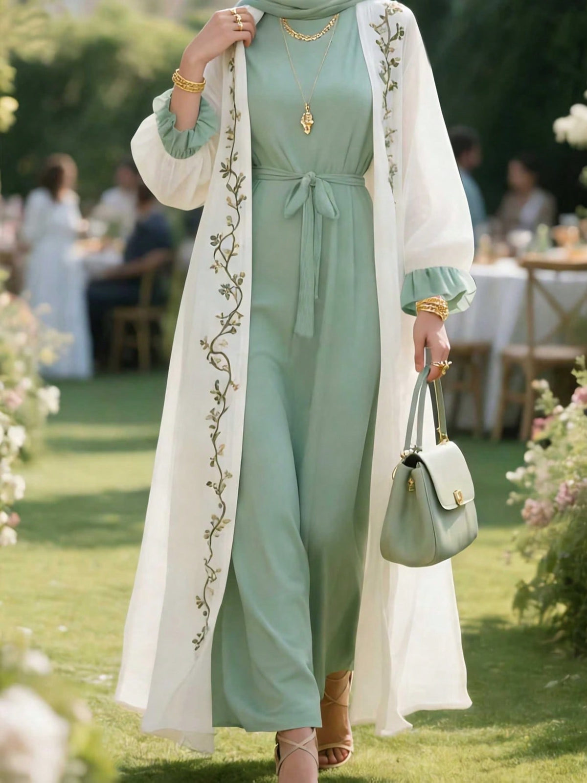 Floral Print Robe & Dress Two-Piece Set