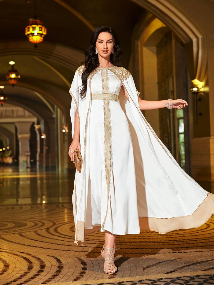 Embroidery Cloak Sleeve Kaftan Modest Dress Arabian Dress