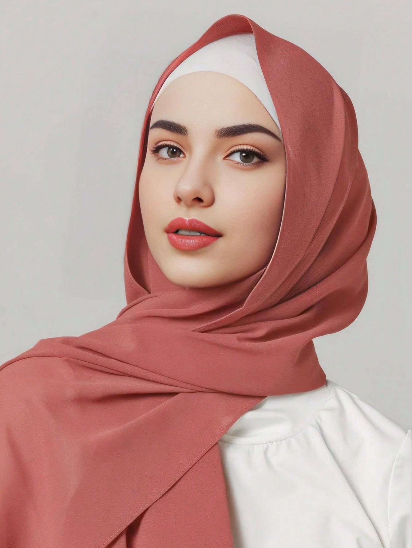 1 Pack Women S Plain Faux Pearl Chiffon Soft Hijab Arabian Casual