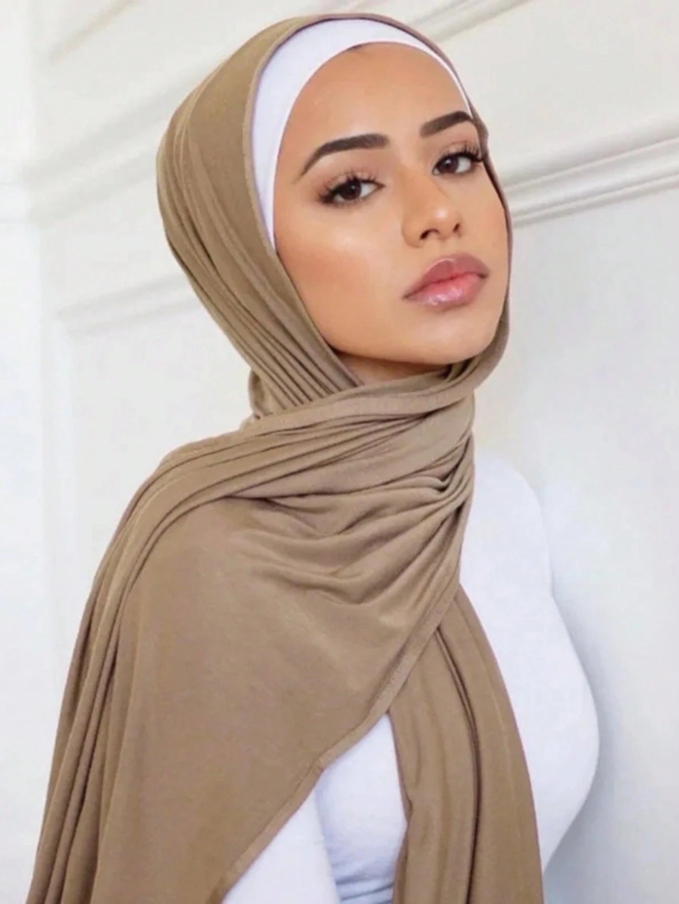 Ladies New Large Size Hijab Headscarf Soft Scarf Solid Color Turban