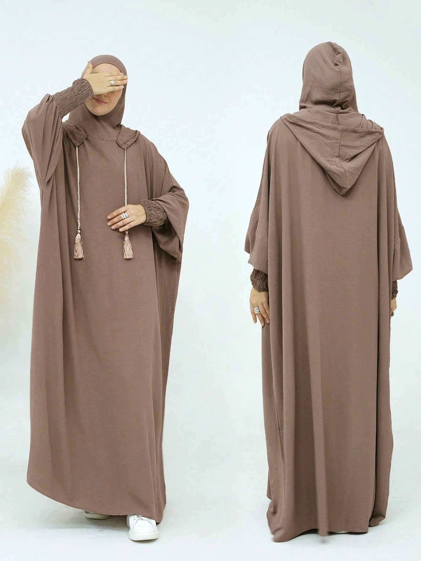 Women Hooded Abaya Robe Dress
