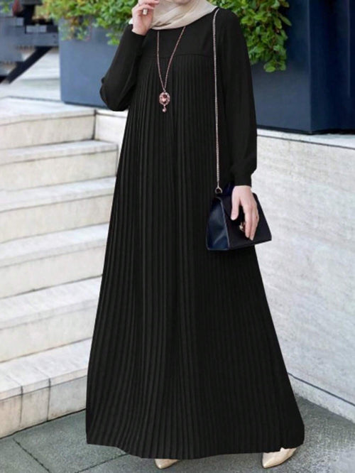 Women Hijab Fashion Pleated Design Breathable Soft Abaya for Daily