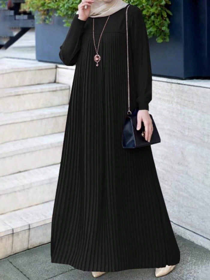 Women Hijab Fashion Pleated Design Breathable Soft Abaya for Daily