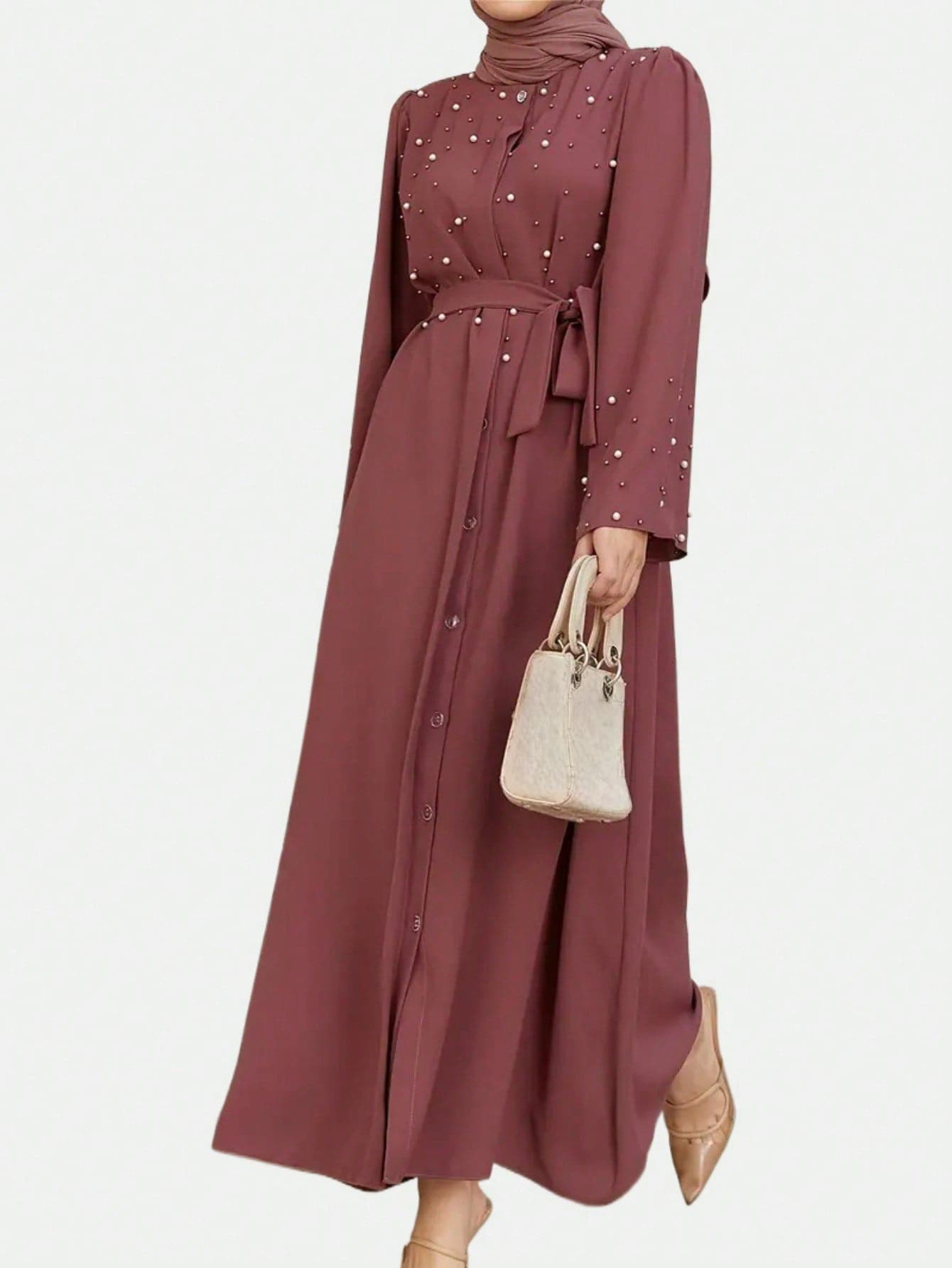 Fashion Women's Elegant and Gorgeous Round Neck Loose Robe Dress
