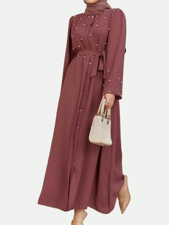 Fashion Women's Elegant and Gorgeous Round Neck Loose Robe Dress