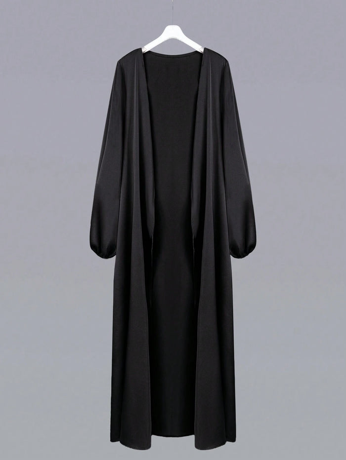 Women Solid Color Lantern Sleeve Arabic Style Outerwear
