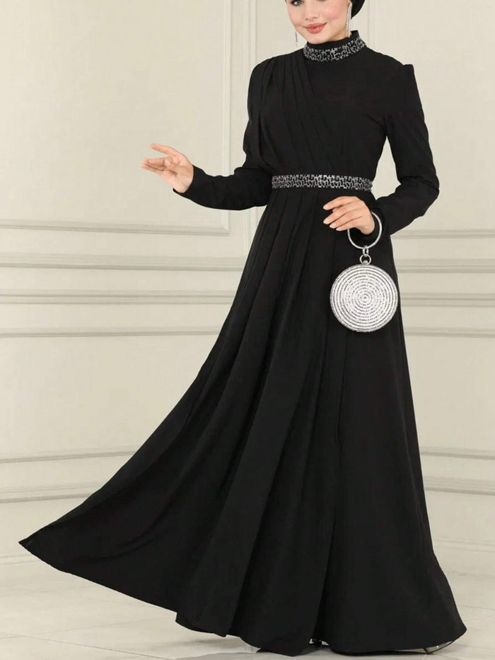 Women's Elegant Solid Color Luxurious Arabic Style Maxi Dress