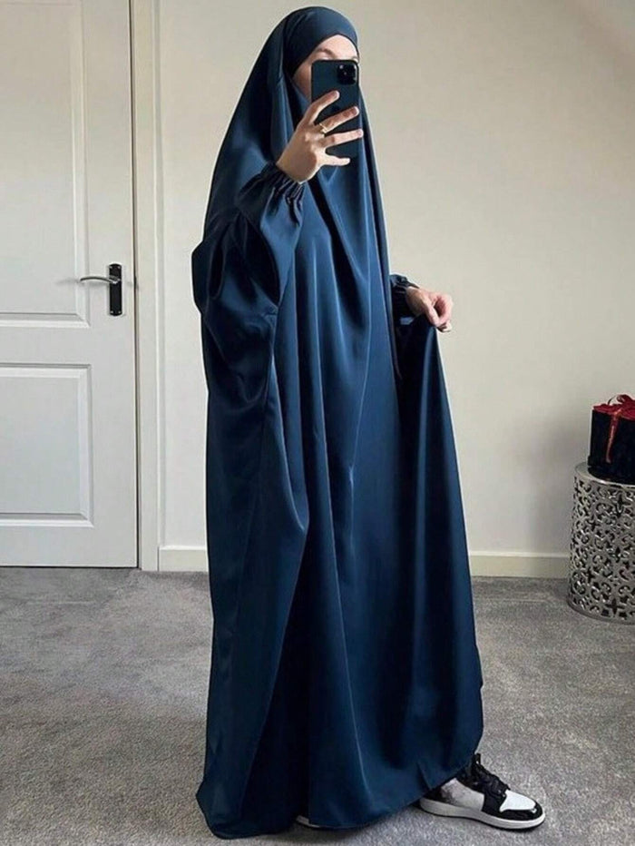 Women's Solid Color Breathable Nida Fabric Loose Comfortable Abaya