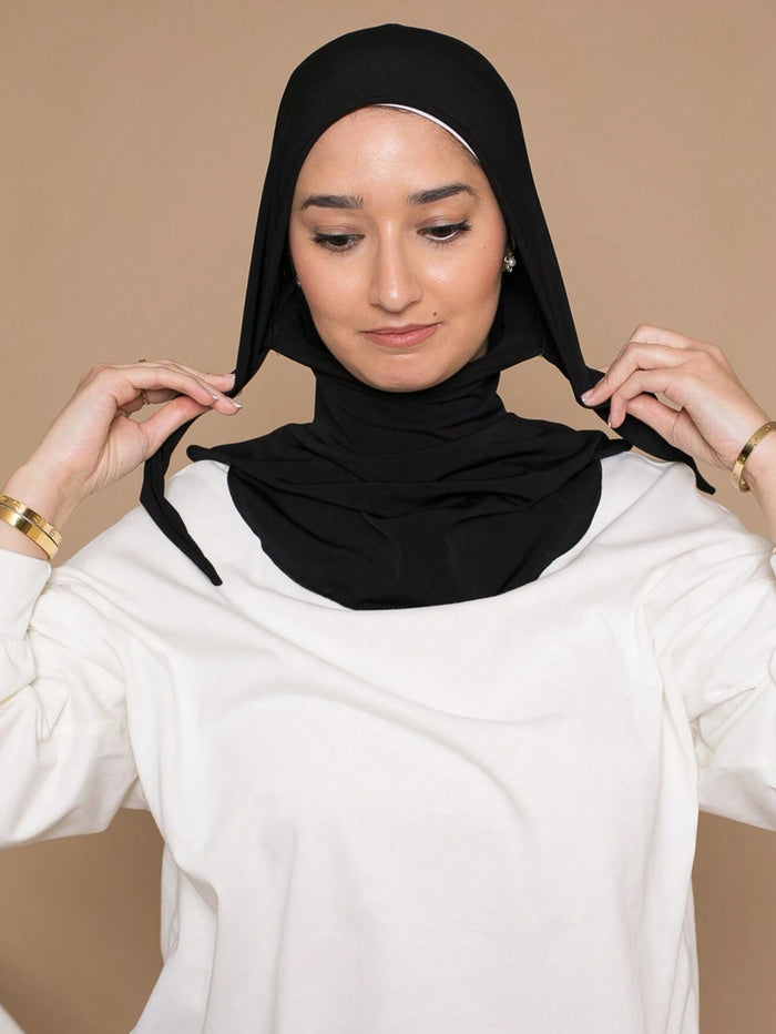 Women S Solid Color Balaclava Cap with Drawstring Elastic Headwrap