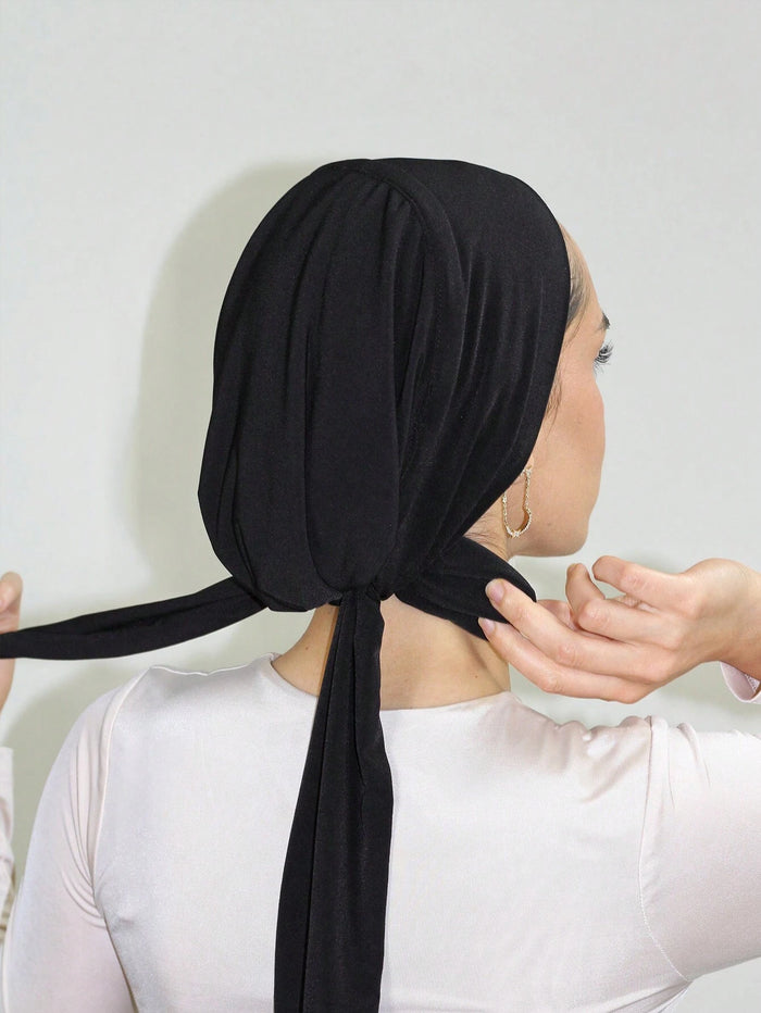 Women S Solid Color Tie Cap with Elastic Drawstring Breathable