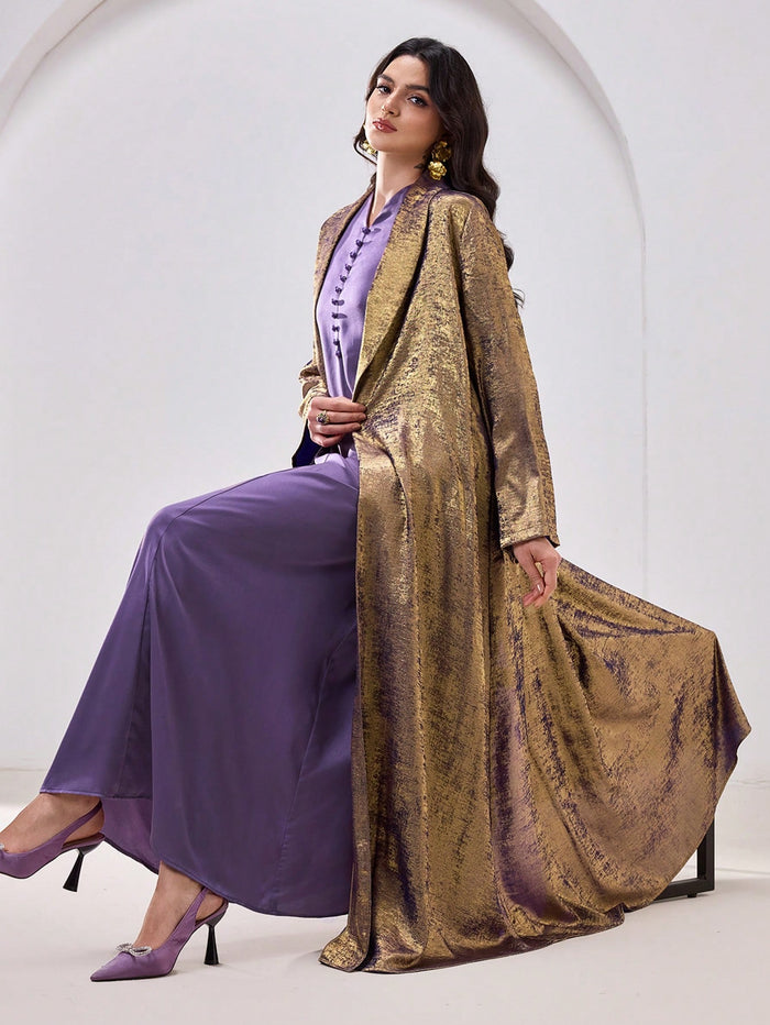 Women's Elegant Long Metallic Arabic Style Abaya