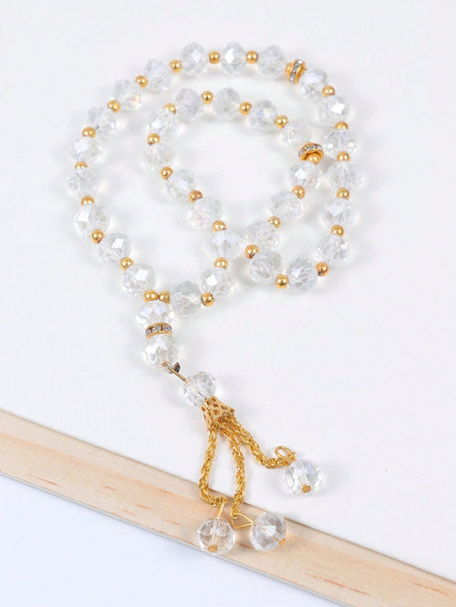 Crystal Tasbih — 33 Prayer Beads Bracelet - White