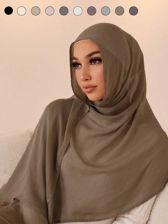 Women Solid Color Small Size Viscose Headscarf