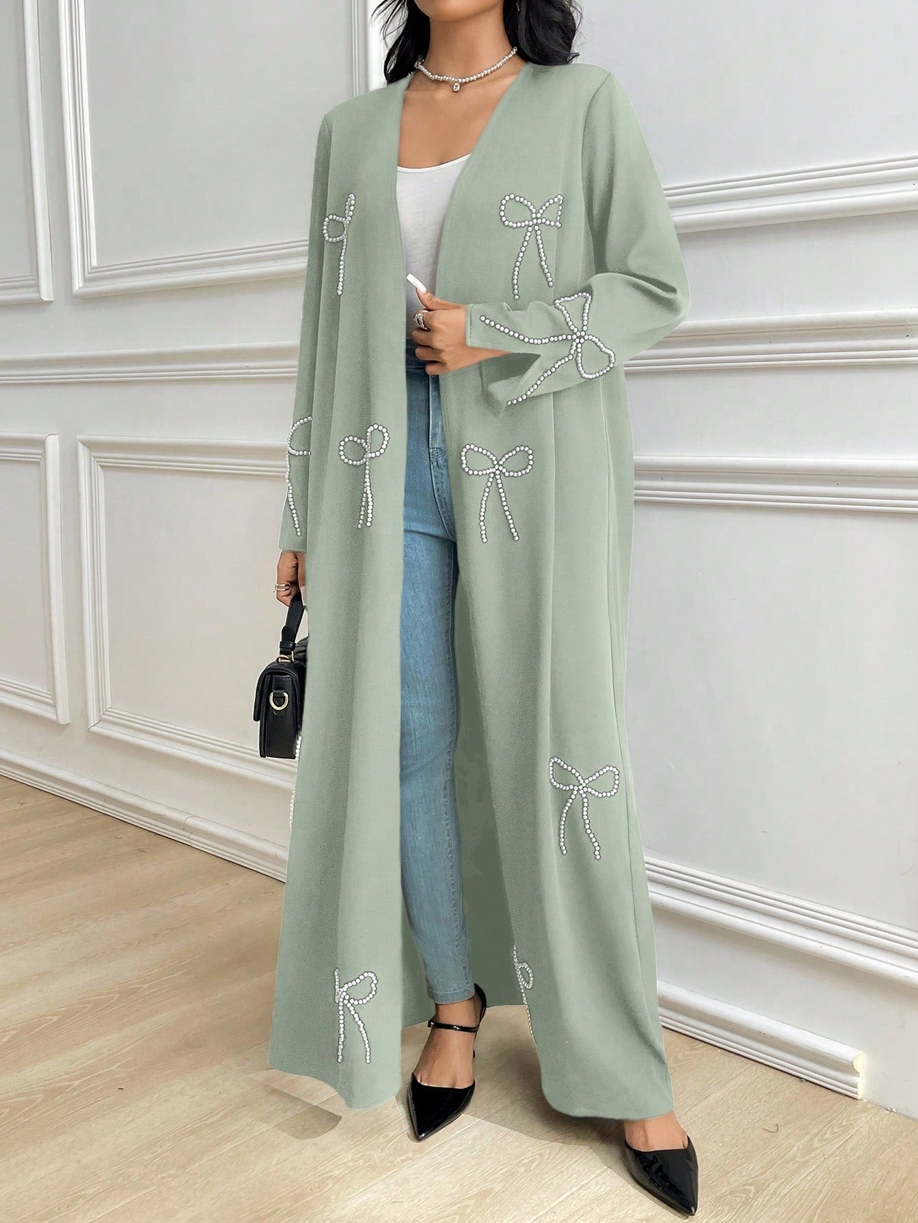 Women's Long Sleeve Bow Casual Abaya