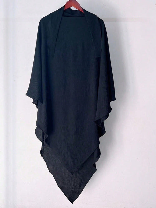 Solid Color Cey Silk Pleated Hijab with Convenient Ties
