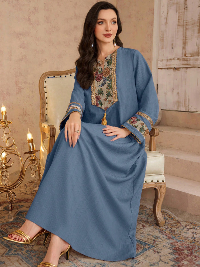 Women's Spring/summer 3d Floral Jacquard & Arabian Traditional Long