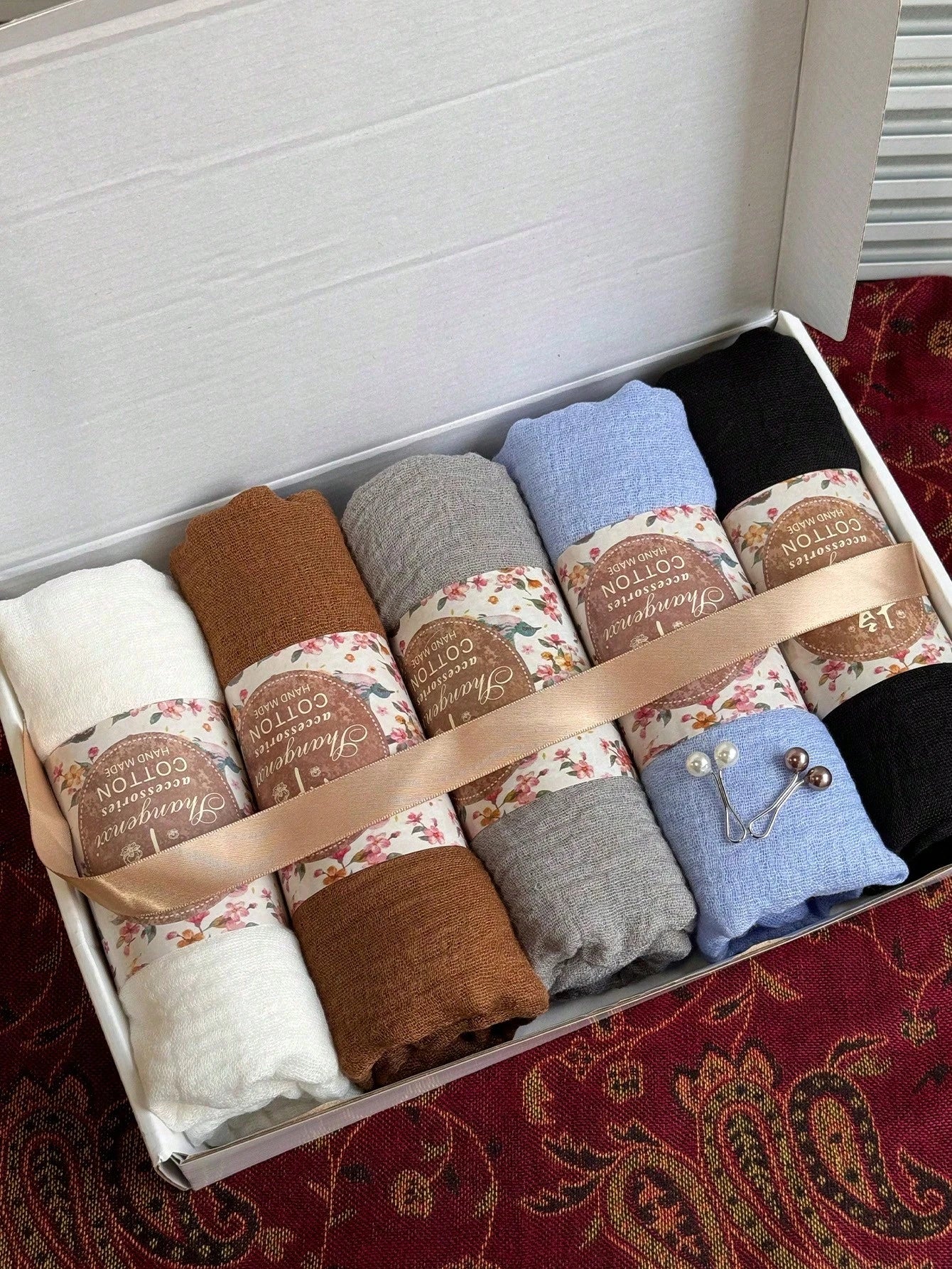 1 Box Women's Solid Color Chiffon Modal Hijab Headscarf