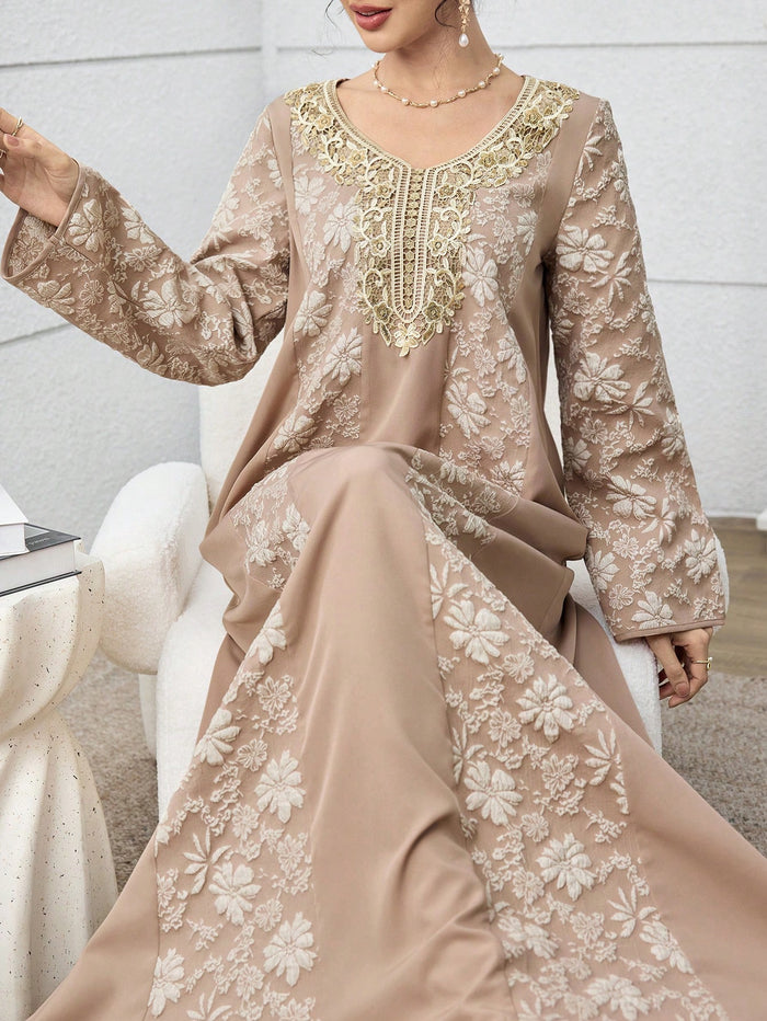 Women's Elegant Jacquard Splice Long Cardigan