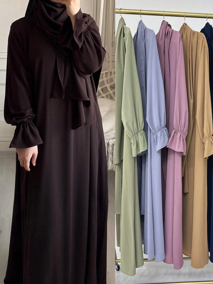 Nida Fabric Scarf Attached Abaya Khimar