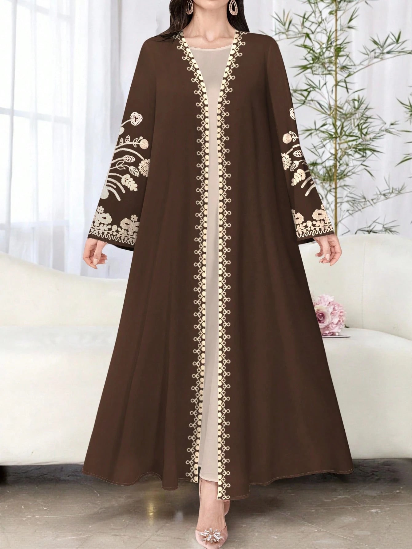 Women's Floral Print Casual Open Front Long Sleeve Cardigan