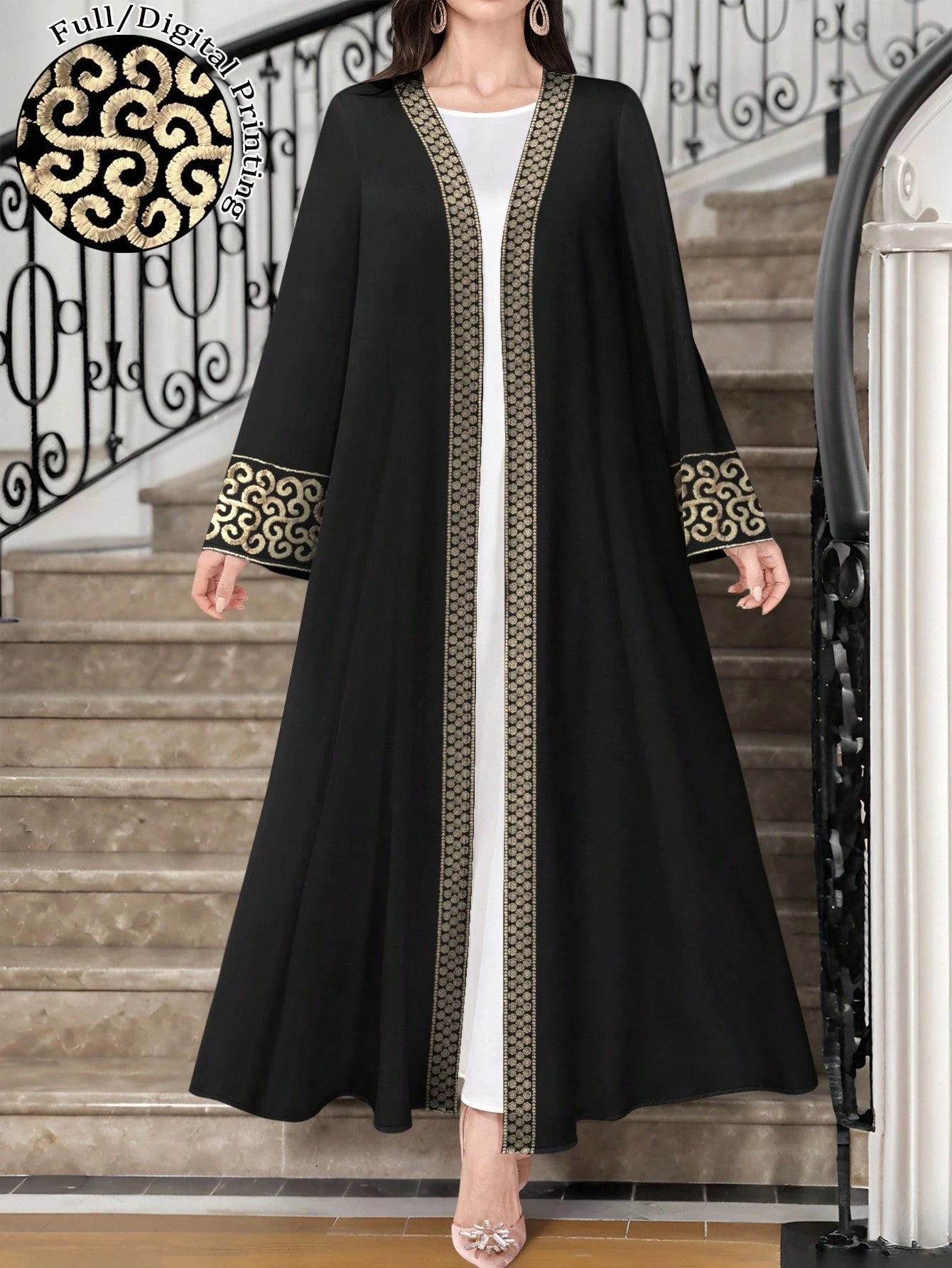 Casual Long Sleeve Arabic Abaya Robe