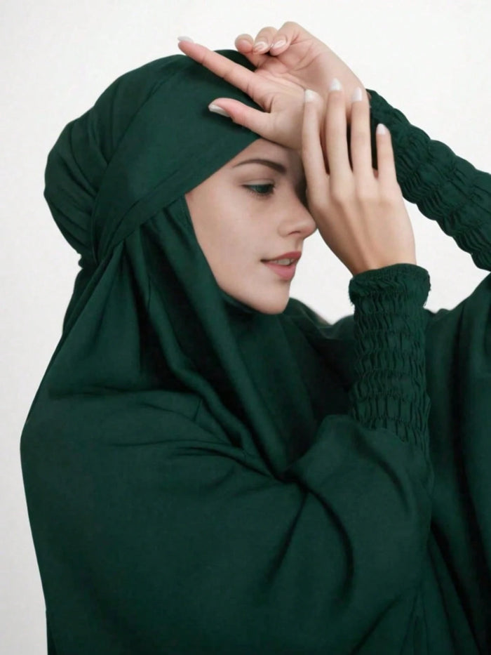 Elastic Sleeve Long Loose Comfortable Hijab Khimar Muslim Headscarf