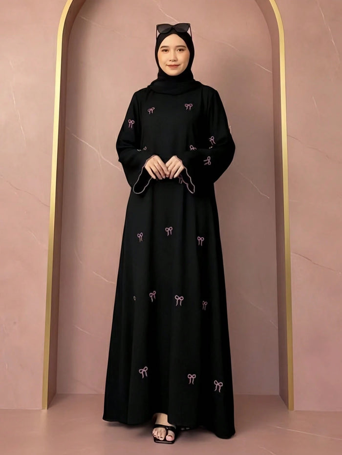 Elegant Women S Long Chiffon Kaftan Dress Long Sleeve Decorated with