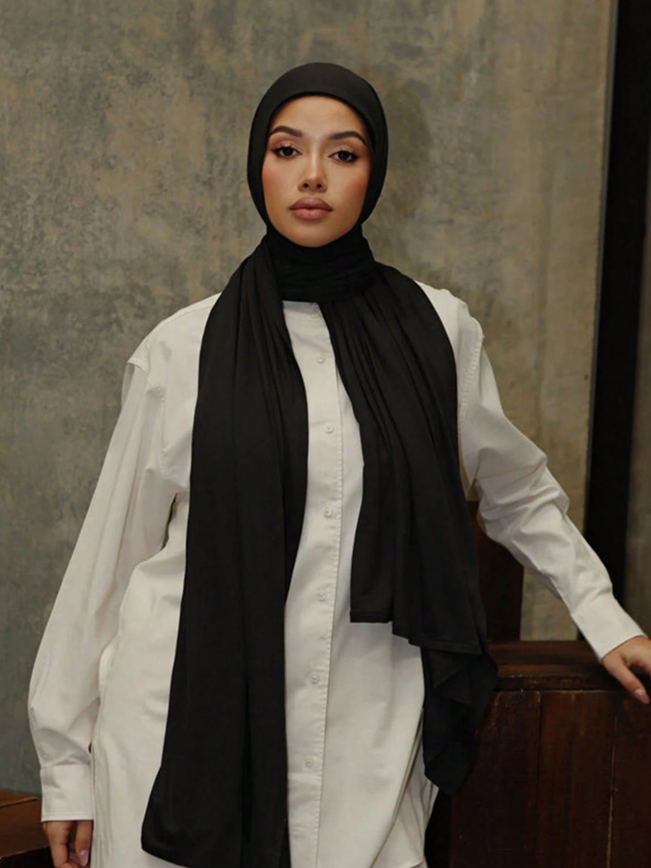 Women's Solid Color Classic Edged Jersey Hijab