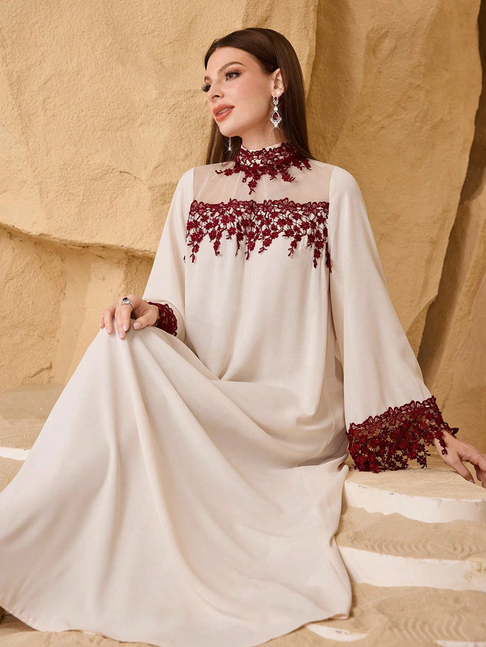 Vintage Romantic Colorblock Decorative Patchwork Applique Women's