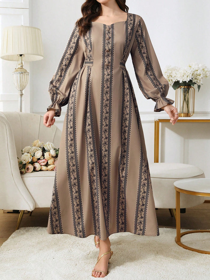 Women S Elegant Ditsy Floral Mesh Panel Turkish Arabian Traditional