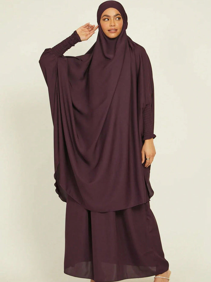 Nida Fabric Women Loose Comfortable Khimar Abaya Dress Set