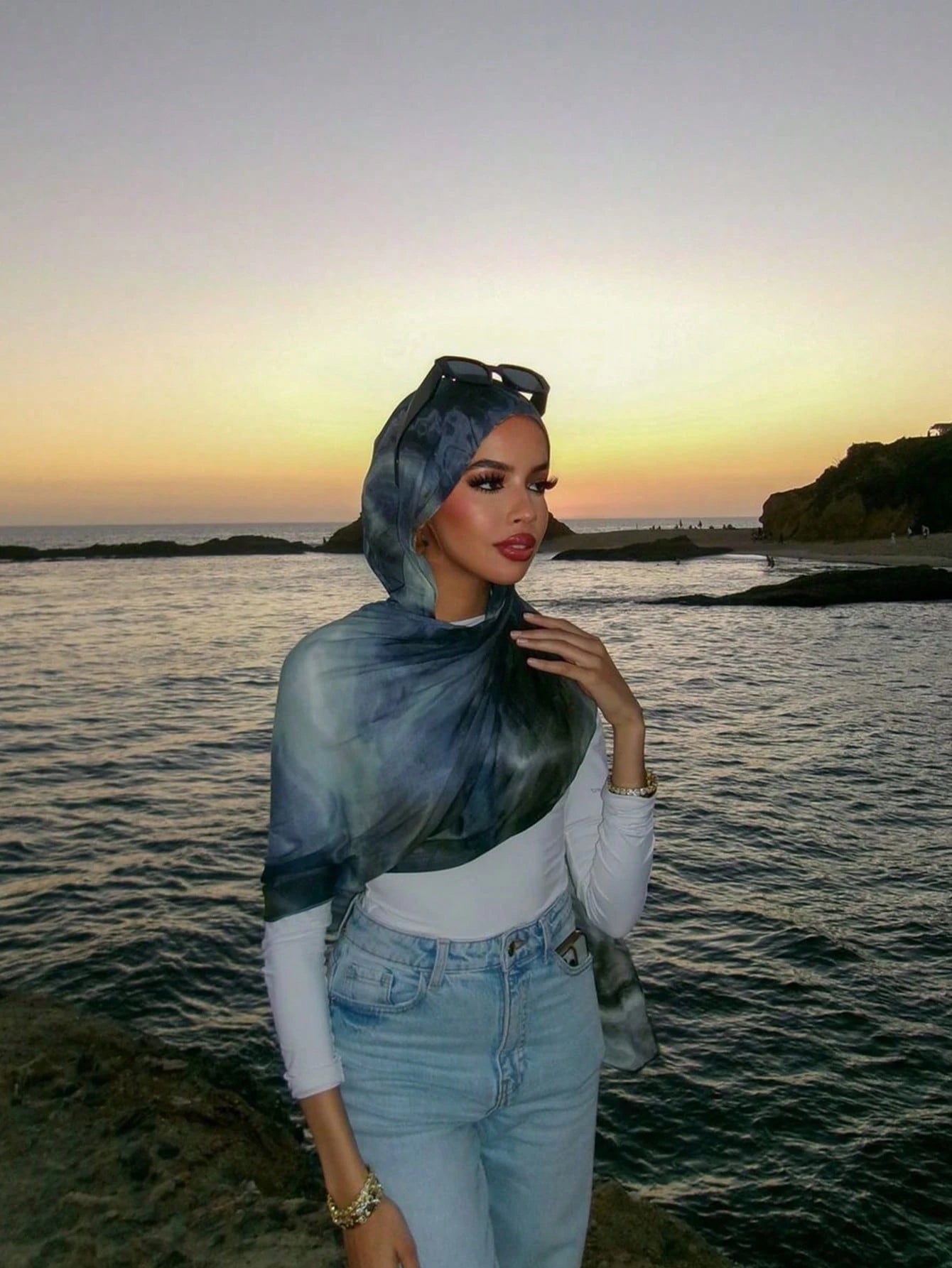 Women's Bohemian Style Watercolor Print Scarf/hijab/shawl/muslim
