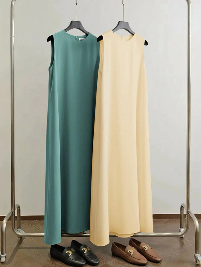 Women's Solid Color Minimalist Casual Sleeveless Arabic Style Dress