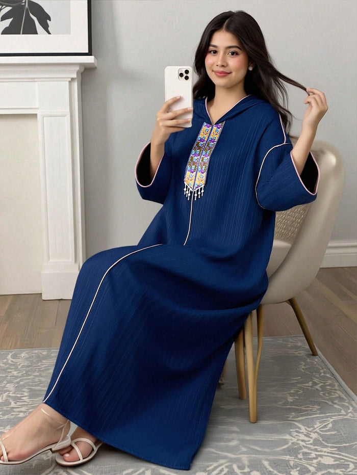 Casual Vacation Lace Trim Hooded Flare Long Sleeve Robe Robe Light