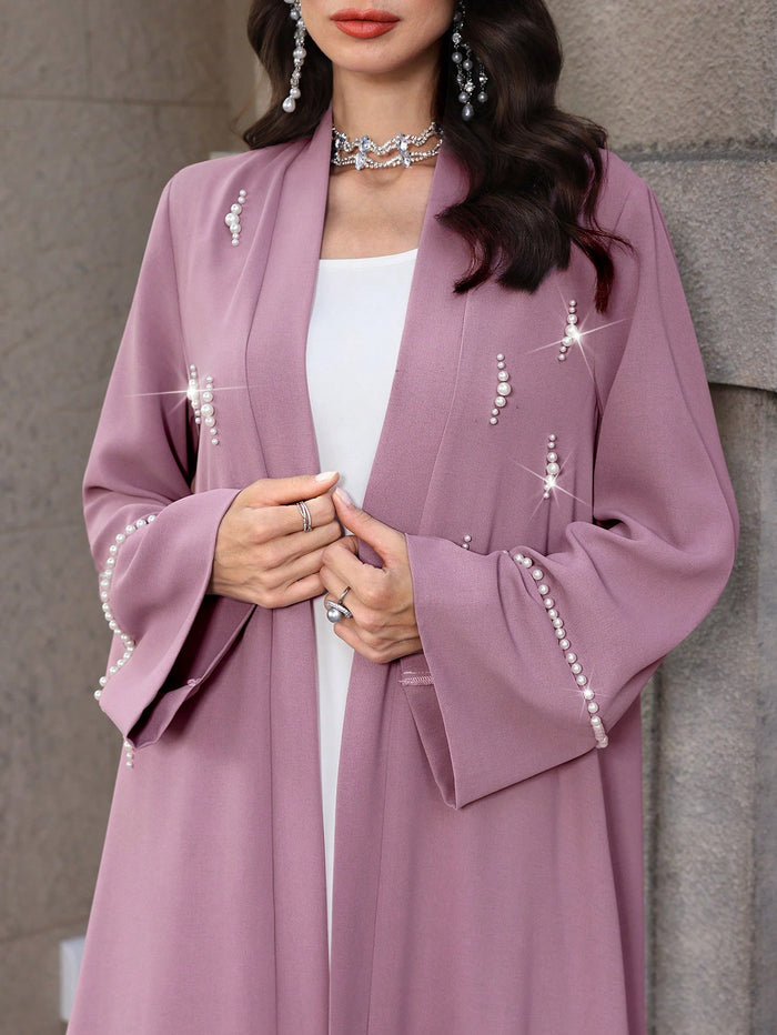 Pearl Decor Elegant Loose Fit Long Sleeve Casual Jacket