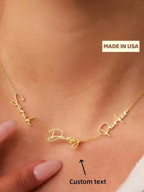1pc Custom 18K Gold Plated Necklace With English Name 5 Names Women Custom Necklace, Girlfriend Birthday Gift, Holiday Gift Valentine's Day Gift For Girlfriend Mother Graduation Christmas Gift Rose Gold, Platinum, Frost Gold Junior High School Students, Middle School Students, High School Students, College Students, College Students, Freshman, Sophomore, Undergraduate Students,Chic Autumn